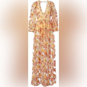 Floral Orange mesh maxi dress with body suit.